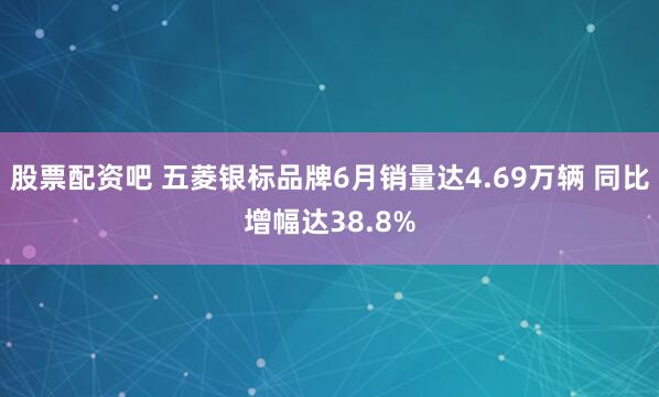 股票配资吧 五菱银标品牌6月销量达4.69万辆 同比增幅达38.8%